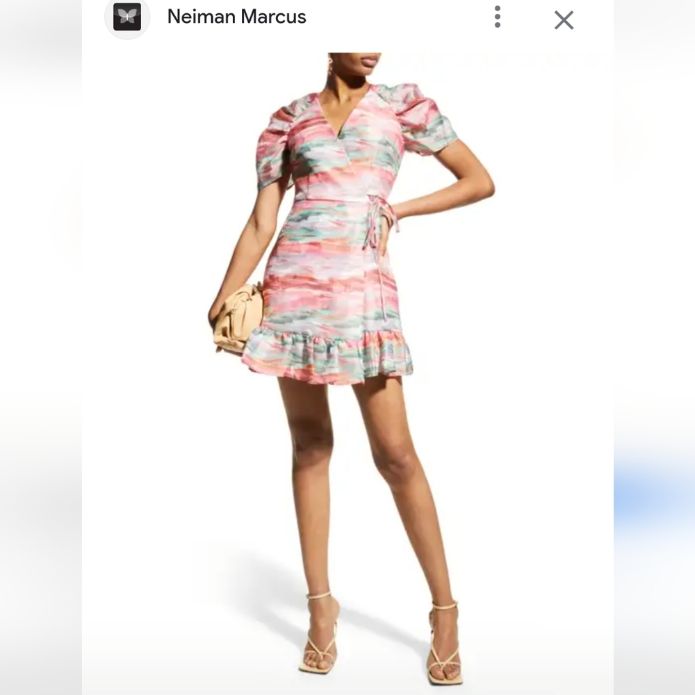 Aidan Mattox New Wrap Ruffle Trim Multi Color Min… - image 1